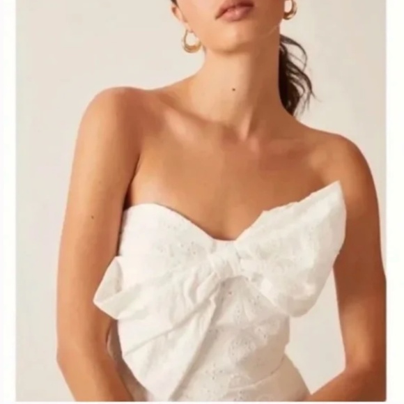 Hutch Eyelet Bow Tie Hipster Lace Romantic Party Elegant Chic Glam Mini Dress - Picture 5 of 9